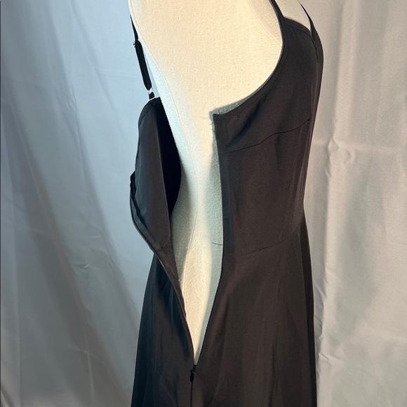 New Black Cami Mini Dress Spaghetti Straps Chick Minimalist Y2K Staple Goth L - Picture 5 of 13